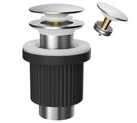 Hibbent Click Clack Basin Waste, Fits Slotted & Unslotted Basins, Silver
