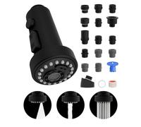 Hibbent Kitchen Faucet Head Replacement, 3 Function Sink Faucet Sprayer, Matte Black, Compatible with Moen, American Standard, Delta, Kohler Material, G1/2 Connector