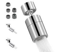 Hibbent Kitchen Sink Tap Aerator Solid Brass 80-Degree Big Angle Swivel Faucet Aerator Dual-Function 2 Sprayer Kitchen Faucet Attachment Swivel Sprayer- 360-Degree Swivel- Chrome-Female Thread 22mm