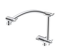 Hibbent Metal 16'' Shower Head Extension Arm with 3-way Diverter Valve, Brass Flexible Height & Angle Adjustable Shower Arm Extender for Rain Showerhead, Stainless Steel Pipe Height Extending, Chrome