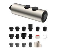 Hibbent Metal Pull Down Kitchen Faucet Head Replacement with 15 Adapters, Sink Spray Head, 2 Function Spray Nozzle Compatible with Moen, American Standard, Delta, Kohler Faucets, Brushed Nickel