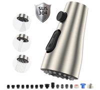 Hibbent Metal Spray Head for Kitchen Faucet, Kitchen Sink Spray Nozzle with 15 Adapters, Replacement Head Compatible with Moen Tap, American Standard, Delta, Kohler,