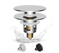 Hibbent Pop-Up Sink Plug with Drain Strainer, Brass Bounce Core, Chrome