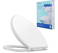 Hibbent Premium One Click Elongated Toilet Seat with Cover(Oval)- Easy Installation and Quick-Release for Easy Cleaning - Stable Hinge Design to prevent shifting - Soft Closed - White Color(Elongated)