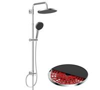 Hibbent Self-Cleaing Rainfall Shower Kit with 304 Stainless Steel Shower Rail,Height Adjustable Overhead Shower Kit Without Mixer, Shower Riser Rail Kit with Brass Diverter,Chrome