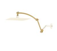 Hibbent Shower Head Extension Arm,16" Solid Brass Adjustable Extender with Lock Joint, Standard 1/2", Rise or Lower Rainfall and Fixed Shower Head, Height/Angle Adjustable Extension Arm, Brushed Brass