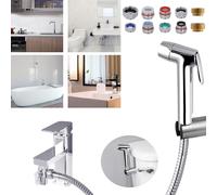 Hibbent Sink Faucet Hose Sprayer Attachment,Handheld Bidet Toilet Sprayer,Dual Function Faucet Sprayer Rinser,Bathroom Shower Head, Baby Cloth Diaper for Feminine Hygiene,Bathing Pets,Chrome Finish