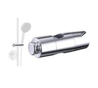 Hibbent Universal Adjustable Shower Holder with Hook - Fits 19-23.5mm Shower Heads & 18-25mm Rails, ABS Chrome Slider Clamp Bracket