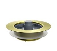 Hibbent Upgraded 3 in 1 Kitchen Sink Drain Strainer and Stopper Combo, Stainless Steel Metal Pop Up Sink Stopper, Anti-Clogging Basket Strainer for US Standard 3-1/2 Inch Drain, Brushed Gold