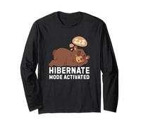 Hibernate Mode Activated Cute Sleeping Bear Design for Lazy Long Sleeve T-Shirt