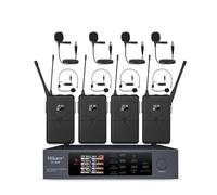 Hiberr Wireless Microphone System, 4 Channels Adjustable UHF Wireless Microphone Headset Metal Shell Vocal Wireless Mic Lapel for Church, Party, Singing, SpeechYU-E40B Cordless Microphone
