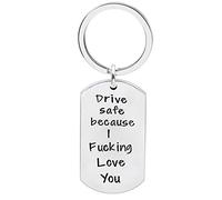 Hibetek Driver Keychain Drive Safe Because I Love You Trucker Husband Gift New Driver Gift for Boyfriend (Driver Keychain B) 1, Silver, One Size