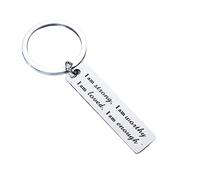 Hibetek Faith Gifts Keychain I Am Strong I Am Worthy I Am Loved I Am Enough Keychain Jewelry Gift for Valentine's Day Birthday Anniversary Graduation Gift Stay Strong Gift for him or her Silver