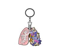 Hibetek Lung Keychain Human organs Keyring Art Flower butterfly key chain, Multicolor, One size