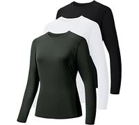 HIBETY 3 Pack Women's UPF 50+ Sun Protection Shirts, Workout Gym Long Sleeve Shirts, Quick Dry Tops (Black/White/Grey-02-M)