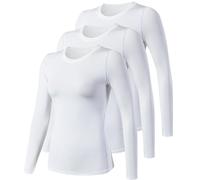 HIBETY 3 Pack Women's UPF 50+ Sun Protection Shirts, Workout Gym Long Sleeve Shirts, Quick Dry Tops (White/White/White-06-M)