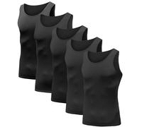HIBETY 5 Packs Men's Sleeveless Compression Tank Top,Baselayer Cool Dry Compression Shirts(5Black-08-2XL)