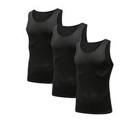 HIBETY Men's 3 Packs Sleeveless Compression Tank Top,Baselayer Cool Dry Compression Shirts(3Black-02-2XL)