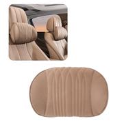 HIBEYO 1 x Universal Car Headrest Cushion Nappa Leather and Memory Foam Car Seat Neck Cushion for Driving Car Headrest with Removable Attachment Strap Accessories for Gaming Chair A Brown