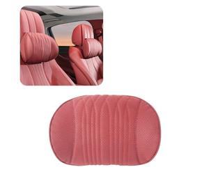 HIBEYO 1 x Universal Car Headrest Cushion Nappa Leather and Memory Foam Car Seat Neck Cushion for Driving Car Headrest with Removable Attachment Strap Accessories for Gaming Chair Red