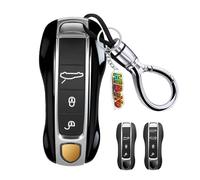 HIBEYO 2 Pieces/Set Car Key Case Fits Porsche 918 9YA 992 Cayenne Panamera Macan 911 Carrera Taycan ABS Key Cover Key Case Key Ring Key Shell Black