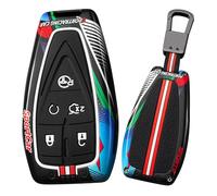 HIBEYO 5 Button Key Fob Cover Compatible with Changan Uni-K 2021 2022 2023 Eado UNI-T Oushang X5 X7 EV CS75 Plus Accessories Fashion Metal Painted Key Shell with Keychains-5 Button Black