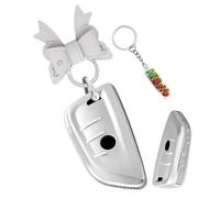 HIBEYO Bling Car Key Case Fits BMW 1 Series 2 Series 3 4 Series 5 Series 6 Series X3 M2 3GT 5GT X1 X2 X3 X5 X6 Women Protective Key Case Key Shell Remote Key Ring A Silver