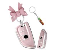HIBEYO Bling Car Key Case Fits BMW 1 Series 2 Series 3 4 Series 5 Series 6 Series X3 M2 3GT 5GT X1 X2 X3 X5 X6 Women Protective Key Case Key Shell Remote Key Ring A Pink