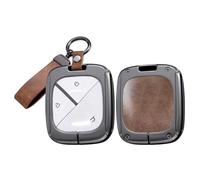 HIBEYO Car Key Case Compatible with SGMW Wuling Bingo Airev Baojun Kiwi EV Leather Protective Case Key Case Key Cover Key Shell Key Rings Brown