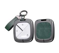 HIBEYO Car Key Case Compatible with SGMW Wuling Bingo Airev Baojun Kiwi EV Leather Protective Case Key Case Key Cover Key Shell Key Rings Green