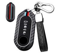 HIBEYO Car Key Case Fits Fiat 500 500C Doblo Ducato Brava Bravo Grande Punto Panda Evo Qubo Fiorino Zinc Alloy Key Cover Key Box Key Fob 3 Buttons A Red Blue