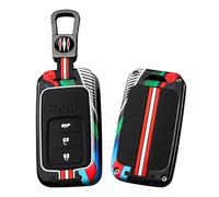 HIBEYO Car Key Case Fits Honda CRV CR-V Fit Civic Accord HR-V HRV City Odyssey XR-V Racing Style Metal Key Case Key Cover Protective Key Box Accessories-A Black