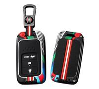HIBEYO Car Key Case Fits Honda CRV CR-V Fit Civic Accord HR-V HRV City Odyssey XR-V Racing Style Metal Key Case Key Cover Protective Key Box Accessories-B Black