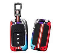 HIBEYO Car Key Case Fits Honda CRV CR-V Fit Civic Accord HR-V HRV City Odyssey XR-V Racing Style Metal Key Case Key Cover Protective Key Box Accessories-A Red