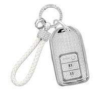 HIBEYO Car Key Case Fits Honda Vezel City Civic Jazz BRV BR-V HRV Accord Ridgeline Odyssey Grace Crider Silicone Protection Key Case Key Cover Key Box Key Ring 3 Button A Silver