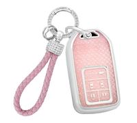 HIBEYO Car Key Case Fits Honda Vezel City Civic Jazz BRV BR-V HRV Freed Vezel Elysion Shuttle Key Case Silicone Protection Key Cover Key Box Key Ring 5 Button Pink