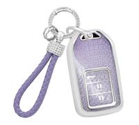 HIBEYO Car Key Case Fits Honda Vezel City Civic Jazz BRV BR-V HRV Freed Vezel Elysion Shuttle Key Case Silicone Protection Key Cover Key Box Key Ring A Purple
