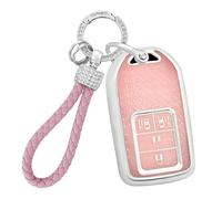 HIBEYO Car Key Case Fits Honda Vezel City Civic Jazz BRV BR-V HRV Freed Vezel Elysion Shuttle Key Case Silicone Protection Key Cover Key Box Key Ring B Pink