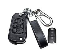 HIBEYO Car Key Case Fits Hyundai Protective Case Key Cover Cowhide Leather for Hyundai i10 i20 i30 ix20 ix35 Sonata Solaris and Kia Ceed Soul Sportage Venga with Keychain Black A