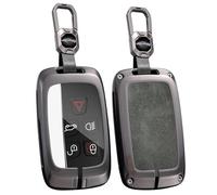 HIBEYO Car Key Case Fits Land Rover Range Rover Sport Evoque Freelander Velar Discovery 4 Key Case Key Case Fits Jaguar XE XJ XF Protective Case Key Box Grey