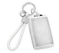 HIBEYO Car Key Case Fits Mazda 3 6 CX-30 CX-5 CX-8 CX30 CX5 CX8 TPU Silicone Protective Key Cover Remote Control Key Box Key Case Key Fob Long Buckle Silver