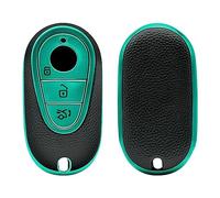 HIBEYO Car Key Case Fits Mercedes Key Case Protective Cover for Benz C S Class W223 W206 S260L S350L S450L S500L for Maybach S480 S580 Key Case Shell Jacket Protector Leather Green