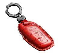 HIBEYO Car Key Case Fits MG EV EHS EZS EV GT HS ZS ZX MG4 MG5 MG6 Cowhide Leather Key Case Protective Cover for Roewe RX3 RX5 RX8 ERX5 I6 I5 Remote Control Key Bag 3 Buttons Red
