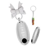 HIBEYO Car Key Case Fits Nissan Rogue XTrail T32 T31 Qashqai J11 J10 Kicks Tiida Pathfinder Murano Juke Versa Note for Infiniti Protective Key Fob Shell B Silver