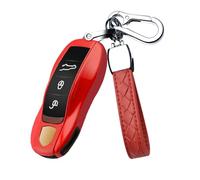 HIBEYO Car Key Case Fits Porsche Panamera Spyder Carrera Macan Boxster Cayman Cayenne 911 970 981 991 ABS Key Shell Remote Control Protective Case Key Box Key Shell Red