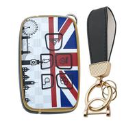 HIBEYO Car Key Case Fits Range Rover Sport Evoque LR2 LR4 Freelander UK Flag Key Case Remote Control Fits Jaguar XF XJ XJL Key Ring Protective Case Black