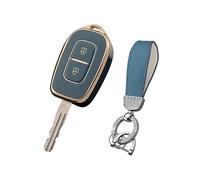 HIBEYO Car Key Case Fits Renault Key Cover Silicone Protective Case for Renault Dacia Logan Duster Kwid Sandero Laguna Car Key with Key Fob 2 Buttons Car Accessories Blue