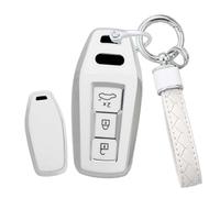 HIBEYO Car Key Case Suitable for Audi A3 A5 A5L S5 S6 Q6 A6L Q5 Q6L SQ5 Avant Sportback Etron E-Hybrid 2025 2026 Key Cover Protective Key Ring Key Box Key Fob A White