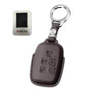 HIBEYO Car Key Case Suitable for Land Rover Range Rover Sport Evoque Freelander Velar Discovery for Jaguar XE XJ XF Key Cover Leather Key Case Key Fob A Brown