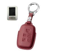 HIBEYO Car Key Case Suitable for Land Rover Range Rover Sport Evoque Freelander Velar Discovery for Jaguar XE XJ XF Key Cover Leather Key Case Key Fob A Red